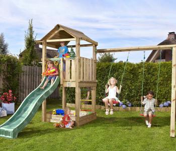 Jungle House | Aire de jeux en bois avec balançoire double