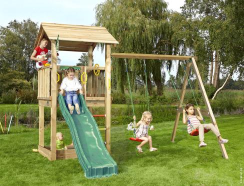 Jungle Casa | Aire de jeux en bois avec balançoire double