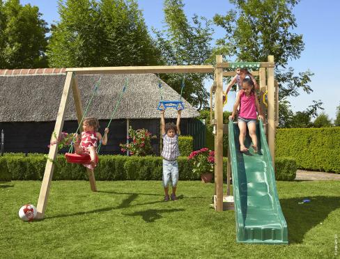 Jungle Tower | Aire de jeux en bois avec balançoire double