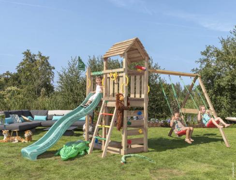 Jungle Safari | Aire de jeux en bois avec balançoire double