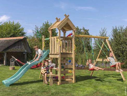 Jungle Teepee | Aire de jeux en bois avec balançoire double