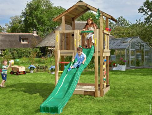 Jungle Chalet | Spielturm aus Holz mit Rutsche