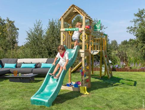 Jungle Cocoon | Aire de jeux en bois avec toboggan et pont suspendu