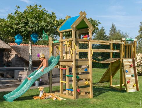 Jungle Nomad | Aire de jeux en bois avec toboggan et pont suspendu