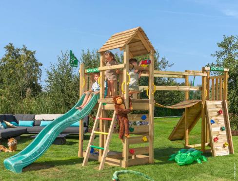 Jungle Safari | Aire de jeux en bois avec toboggan et pont suspendu