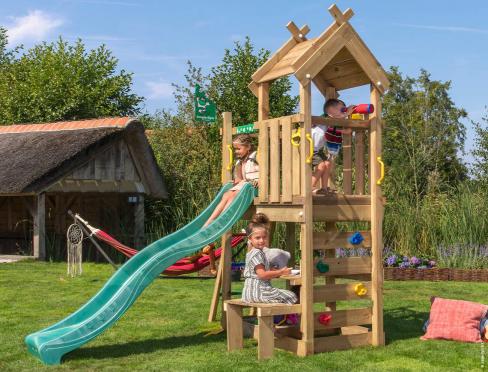 Jungle Teepee | Aire de jeux en bois avec toboggan et table de pique-nique